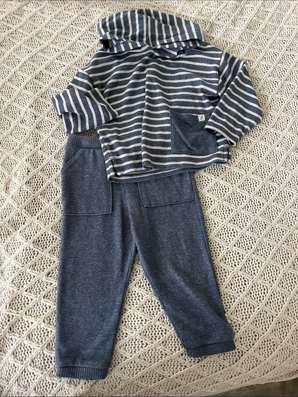 Striped Navy Hoodie & Pants Kids Matching Set